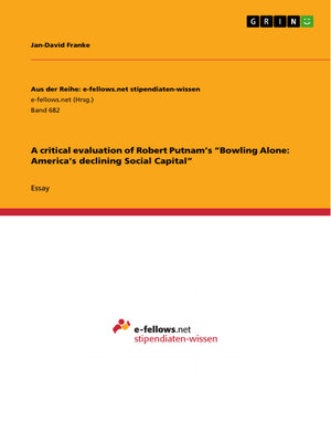 cover image of A critical evaluation of Robert Putnam's "Bowling Alone